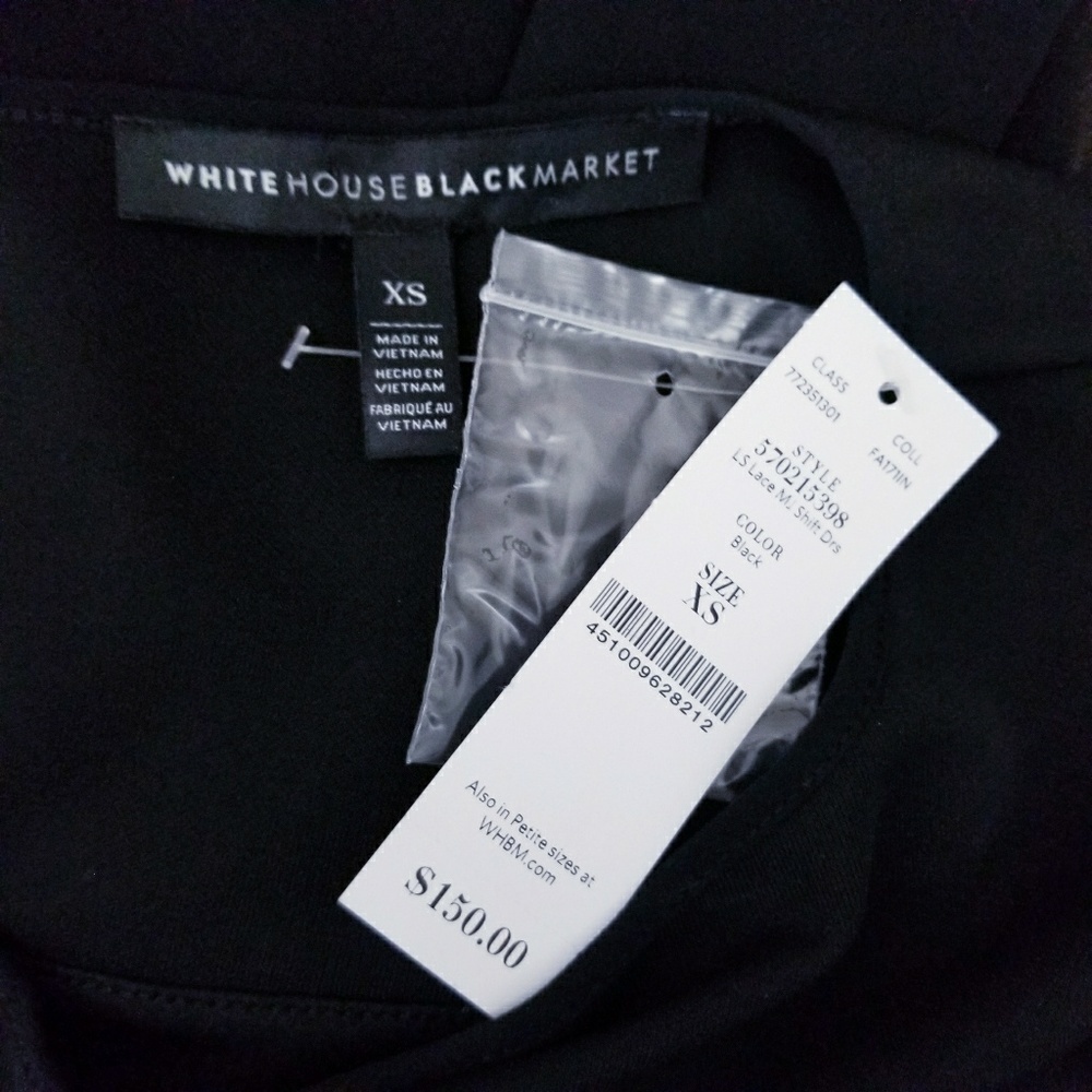 WHBM | Black Ruffled Lace Bell Sleeve Shift Dress - Picture 7 of 8